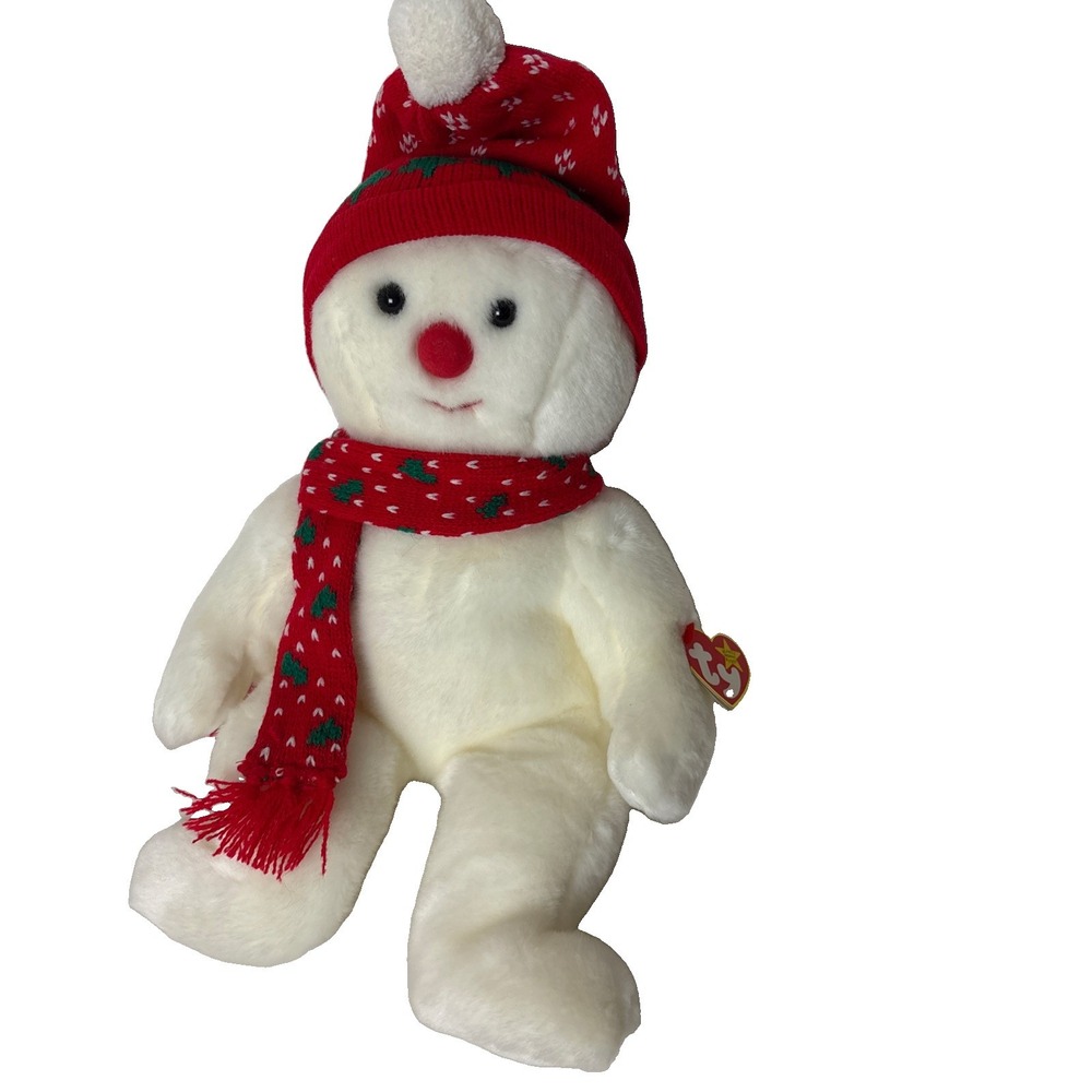 Ty Beanie Buddies Snowboy Snowman Plush 14" NEW w TAG 1999 winter hat scarf